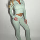 PRE-ORDER GYM GIRL ERA EXCLUSIVE Sage Sculpt V waist flared bottoms
