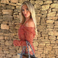 Orange 4 piece bikini and cover up set