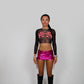 Purple metallic ruched skirt