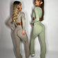 GYM GIRL ERA EXCLUSIVE Olive Sculpt square neck top