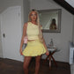 Butter yellow Puffball Hem Mini Skirt