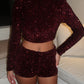 Burgundy sequins shorts