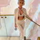 Beige Active-wear 3 piece Jacket, sports bra and leggings