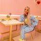 Blue ruched sleeve tracksuit