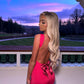 ‘Khloe’ pink open back bow dress