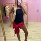 Black and red bow front mini dress