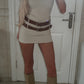 Beige Double Belted Round Neck Mini Dress