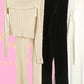 Black Off the shoulder knitted jumper and wide leg trouser set