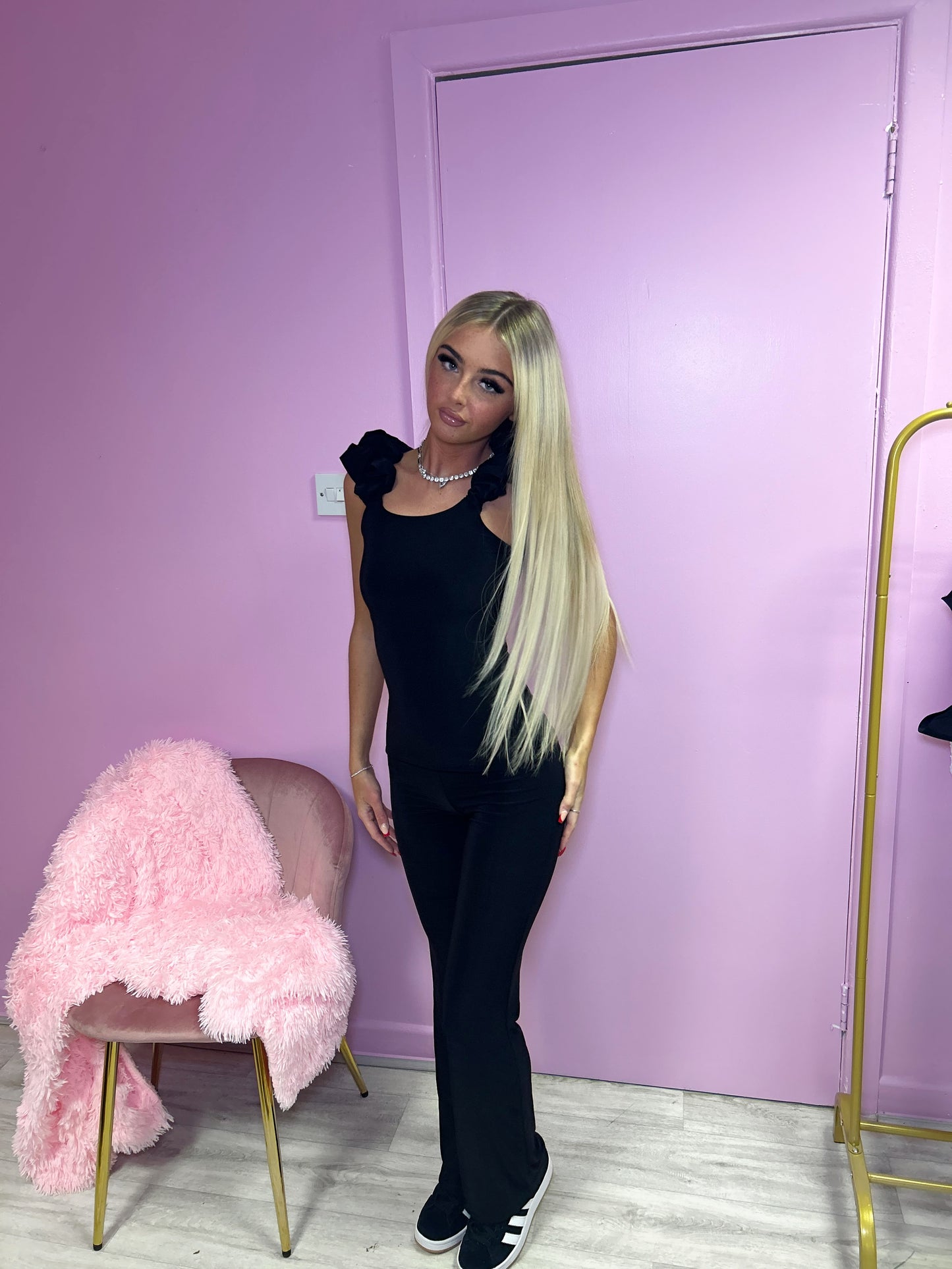 Luxury black ruffle top
