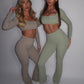 GYM GIRL ERA EXCLUSIVE Olive Sculpt square neck top