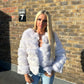 Fox white 3/4 sleeve Faux fur coat