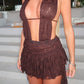 LIMITED EDITION HAND MADE AND DESIGNED IN HOUSE: Brown lace Lilly dress