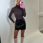 Brown vinyl mini skirt