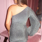 One shoulder lurex mini dress