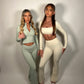 PRE-ORDER GYM GIRL ERA EXCLUSIVE Sage Sculpt V waist flared bottoms