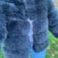 Luxury Dark charcoal grey NEW luxury faux fur coat 3/4 sleeve