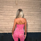 Pink lace tie front jumpsuit