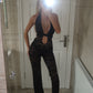 Black lace cut out jumpsuit