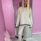 Contrast knitted jumper and wide leg trouser set