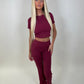 Sculpt burgundy crop top and flared leggings set