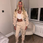 Beige ruched tracksuit