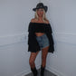 Black chiffon layered Bardot top