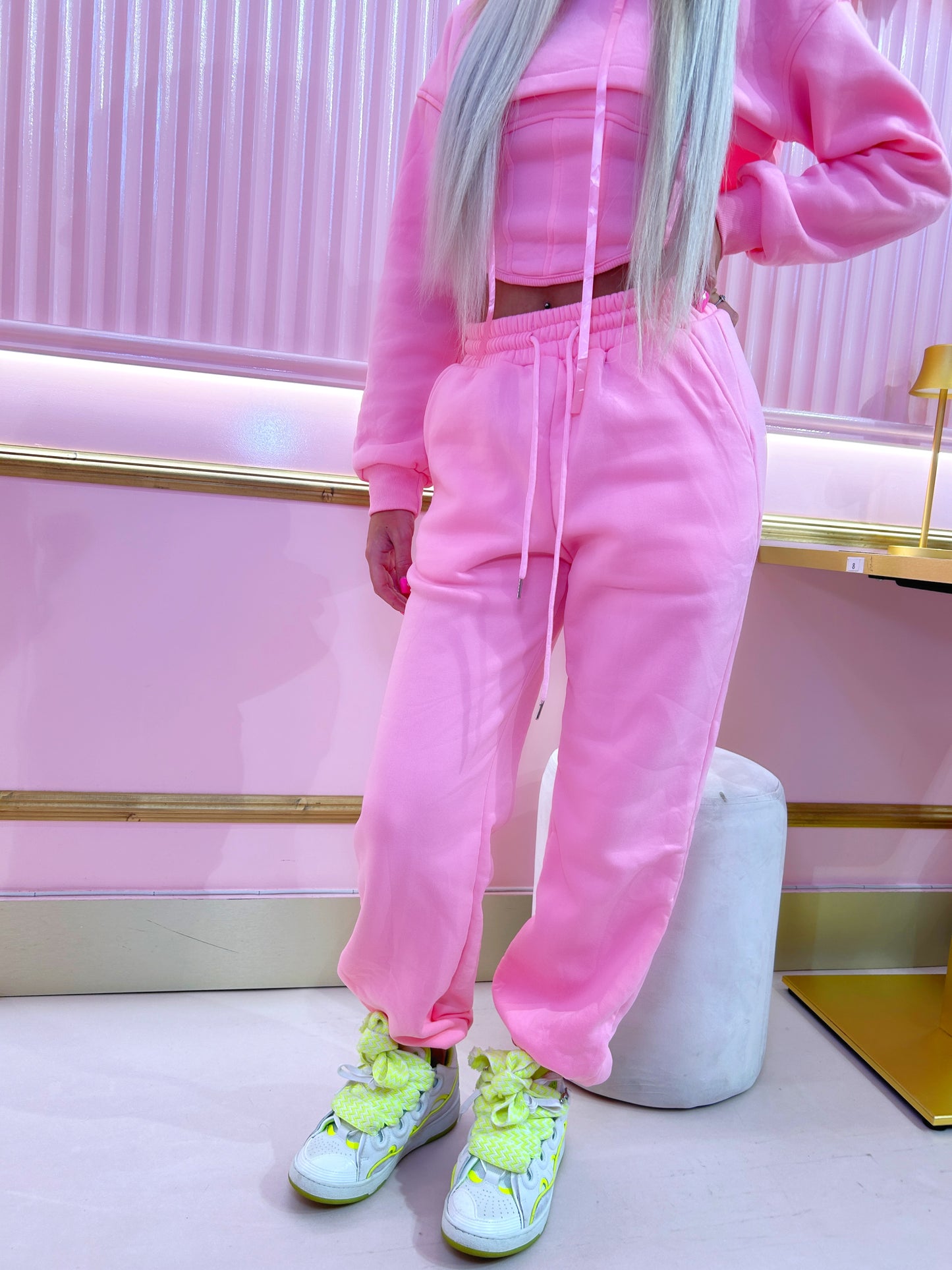 Pink 3 piece tracksuit and corset top