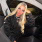 Black ruched sleeve tracksuit