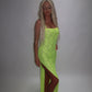 LIMITED EDITION HAND MADE AND DESIGNED IN HOUSE: Neon yellow Split leg dress