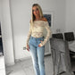Off white off the shoulder lace top