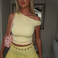 Butter yellow Puffball Hem Mini Skirt