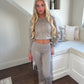 Taupe cropped zip hoodie and bell bottom trouser set