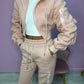Blush pink ruched sleeve tracksuit
