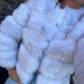 Fox white 3/4 sleeve Faux fur coat