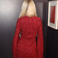 Burgundy flared sleeve dress