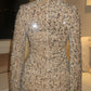 Cream flared sleeve sequins dress