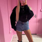 Black Cropped wrap jumper