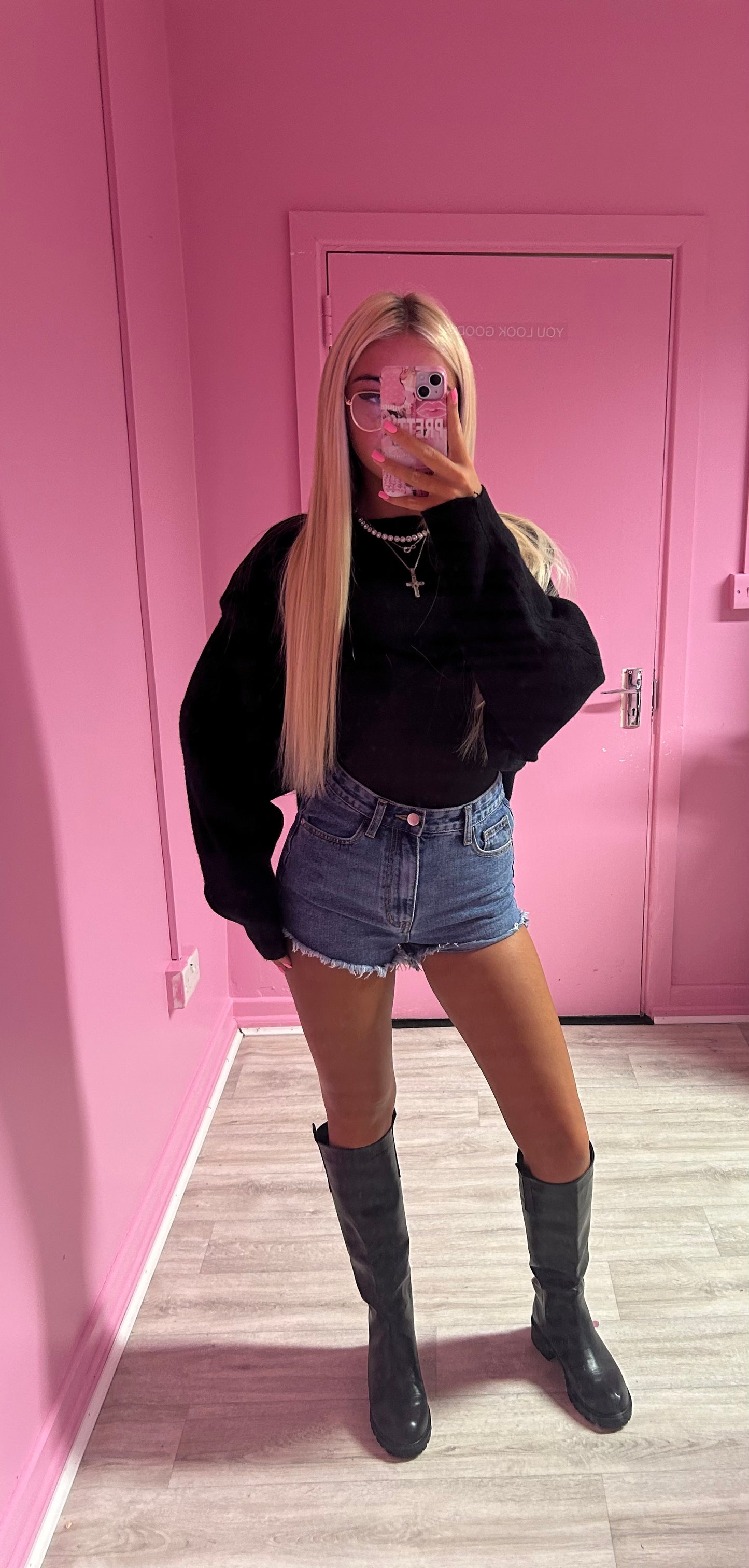 Black Cropped wrap jumper