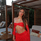 LIMITED EDITION HAND MADE AND DESIGNED IN HOUSE: Red frilly Rara skirt top and sleeves three piece