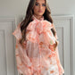 Floral Print Blouse And Shorts Set With Neckerchief