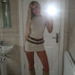 Beige Double Belted Round Neck Mini Dress