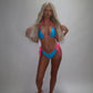 LIMITED EDITION HAND MADE AND DESIGNED IN HOUSE: Tribal blue and pink bikini