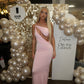 LIMITED EDITION HANDMADE & DESIGNED IN HOUSE: pink slinky ‘Robyn’ midi dress