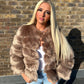 Brown faux fur 3/4 sleeve coat