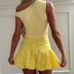 Butter yellow Puffball Hem Mini Skirt