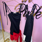 Black and red bow front mini dress