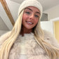 Cream cable knit fleece lined hat