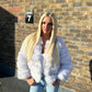 Fox white 3/4 sleeve Faux fur coat