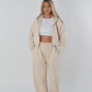 Beige wide leg tracksuit bottoms