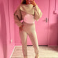 Beige Cropped wrap jumper